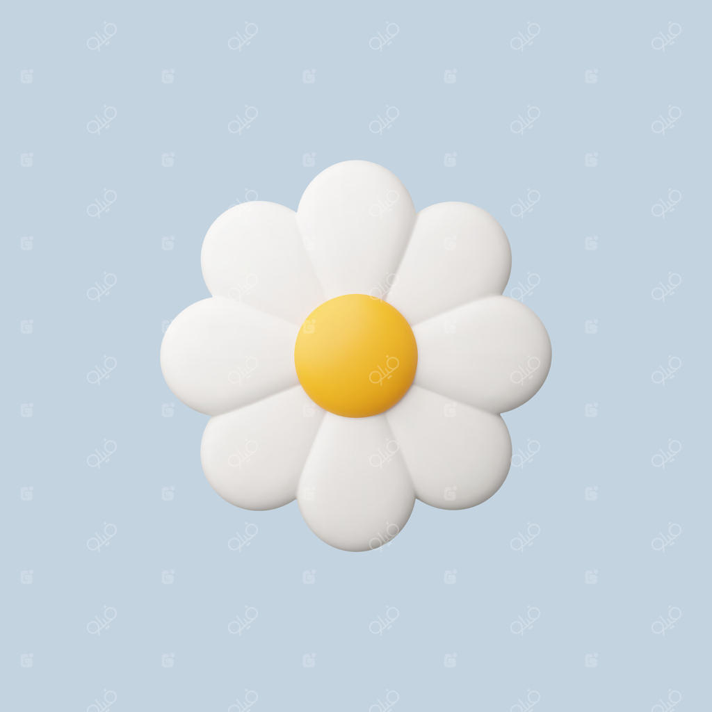 رندر ساده سه‌بعدی از گل مینا روی پس‌زمینه آبی‌کمرنگ