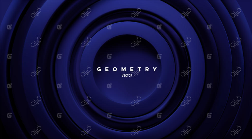 پس‌زمینه هندسی انتزاعی با حلقه‌های متحدالمرکز سرمه‌ای