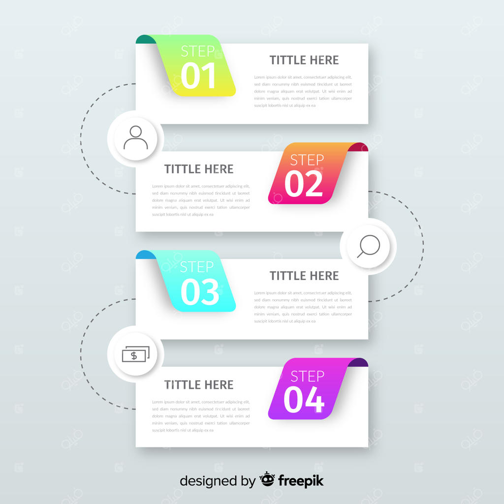 قالب اینفوگرافیک با مراحل گرادیانی