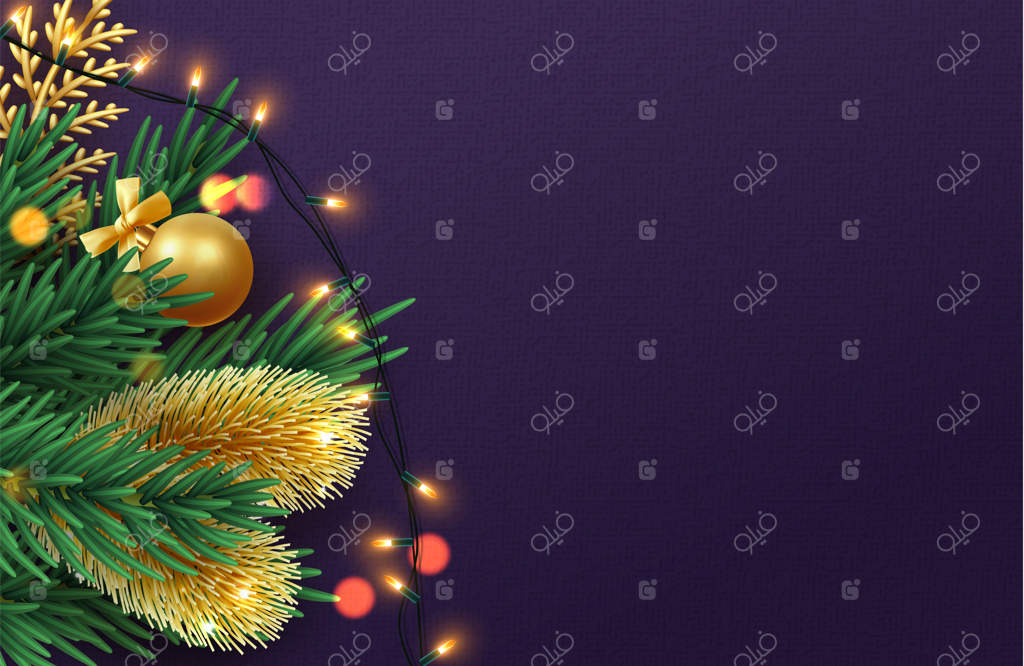 کریسمس مبارک و سال نو پربرکت. بنر کریسمس، پوستر وب. طراحی ویژه تعطیلات با اشیای تزیینی سه‌بعدی واقعی. پس‌زمینه جشن کریسمس. تصویرسازی برداری