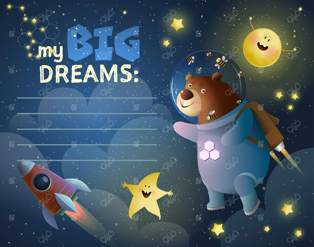 قالب لیست آرزوهای فضانورد خرس در فضا