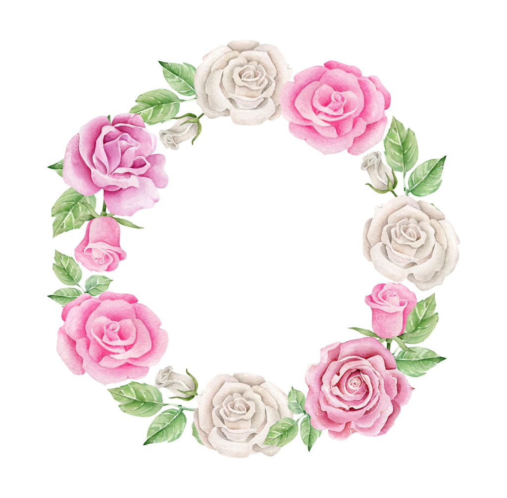 حلقه گل رز با آبرنگ