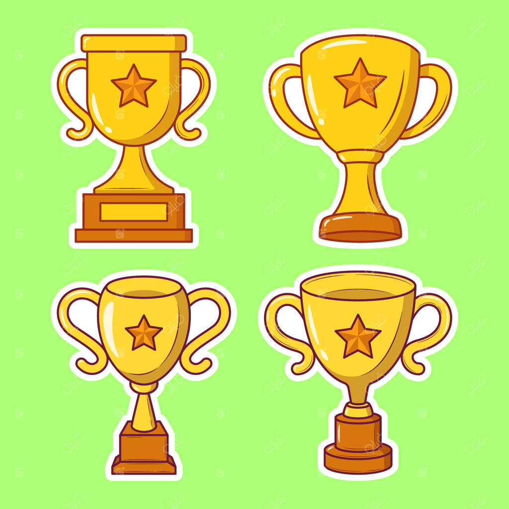 برچسب کاریکاتوری رنگ‌آمیزی دستی جام قهرمانی