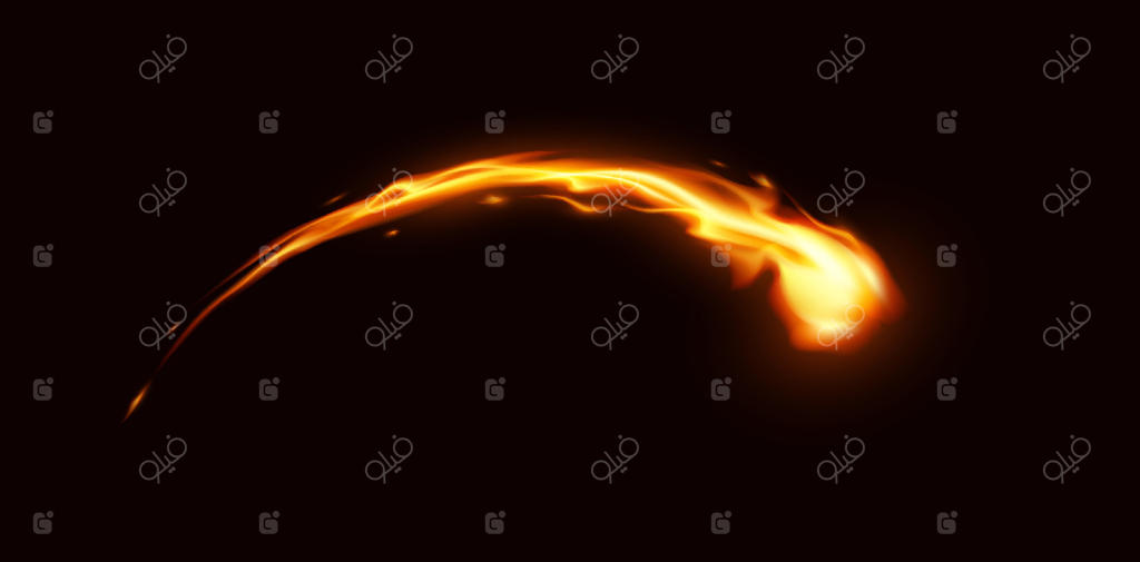 آتش پرجنب‌وجوش و پویا با حرکتی منحنی روی زمینه‌ی سیاه تیره. رنگ‌های روشن و زنده حس شدیدی از انرژی و زندگی را ایجاد می‌کنند. ایده‌آل برای موضوعات نمایشی.