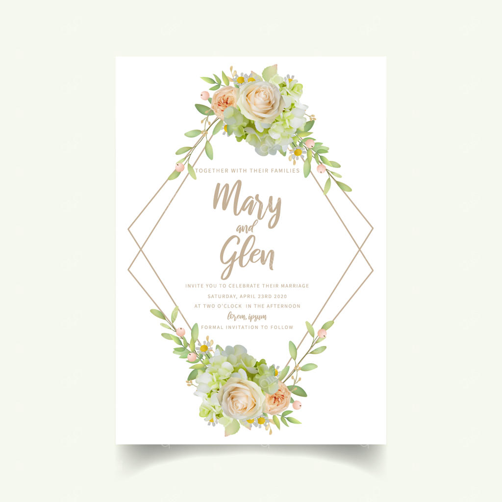 کارت دعوت عروسی با طراحی گل‌های رز و ادریسی