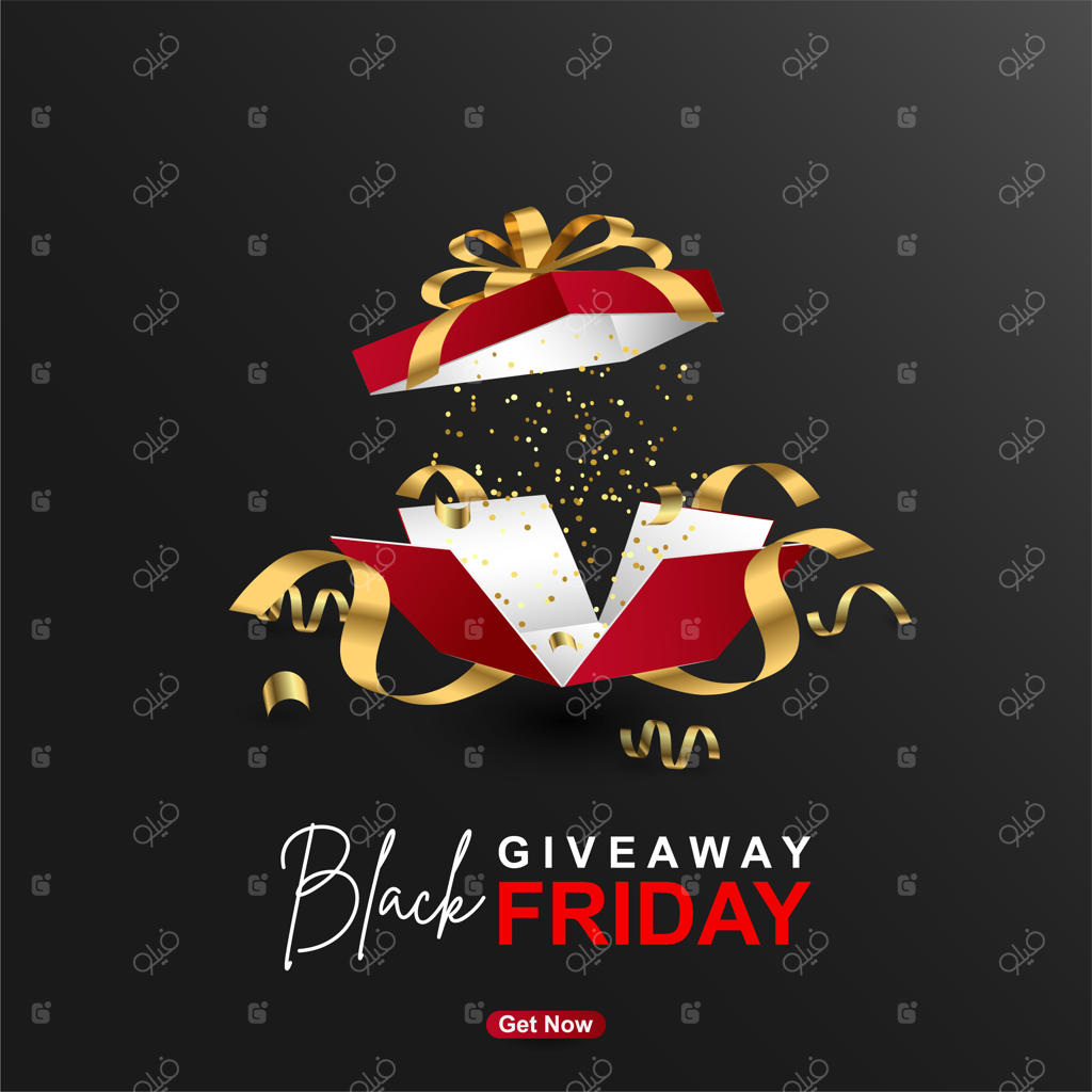 طراحی بنر هدیه ویژه بلک فرایدی با جعبه کادویی واقعی