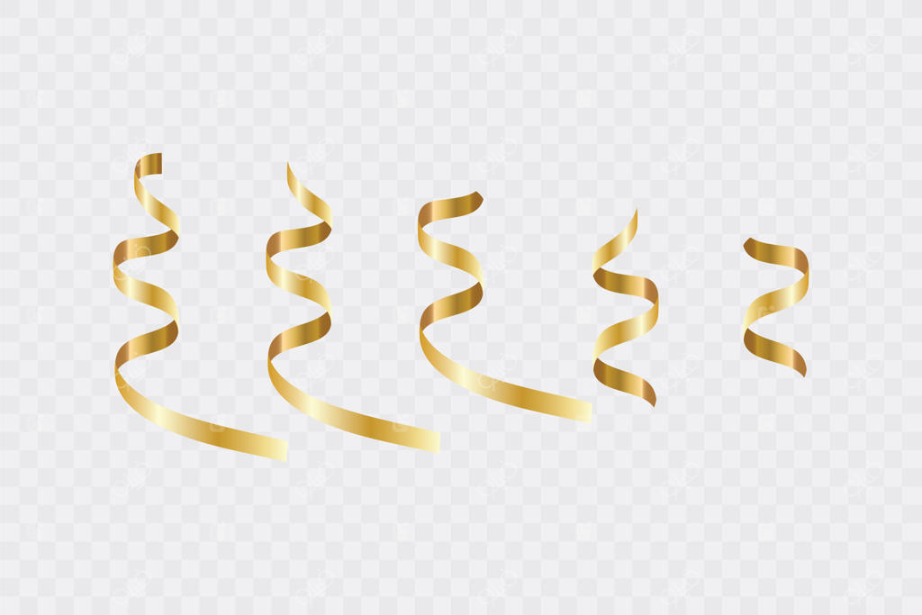 کاغذ رنگی و ریسه‌های طلایی پیچ‌خورده