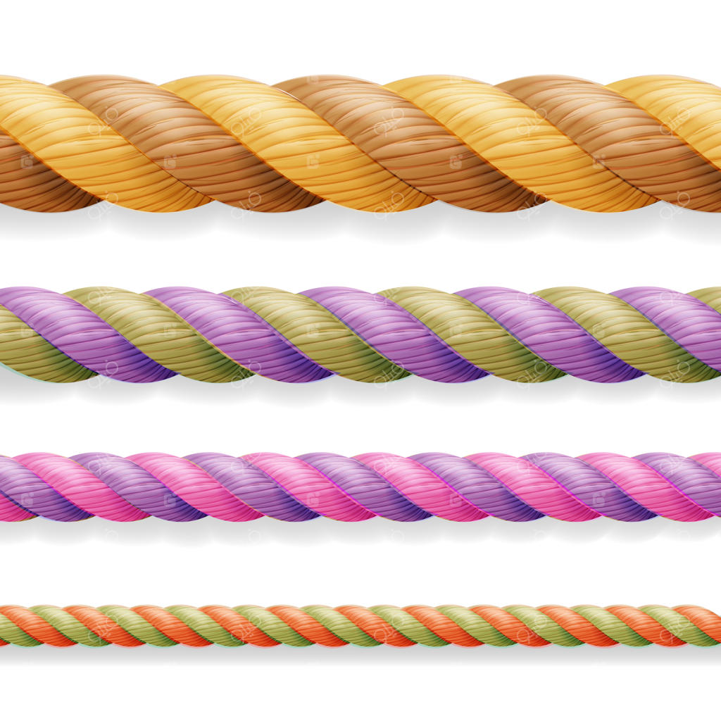 مجموعه طناب‌های سه بعدی با ضخامت و رنگ‌های مختلف