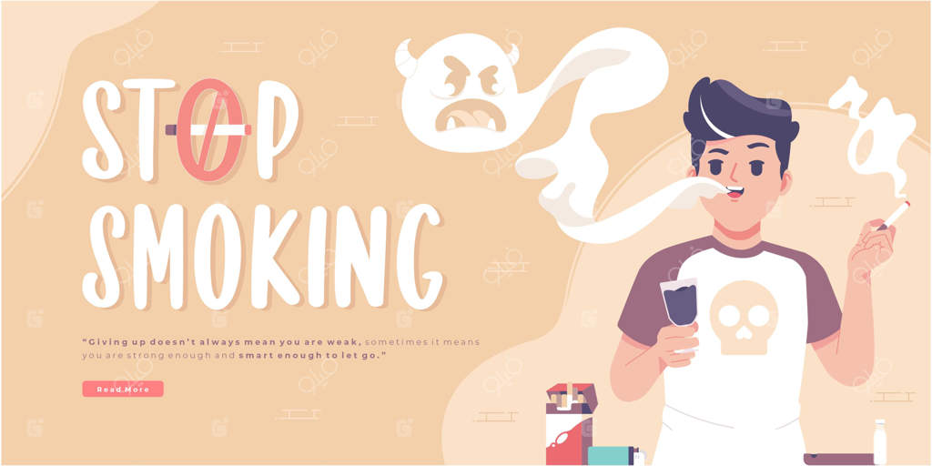 قالب بنر مفهومی کمپین ترک سیگار