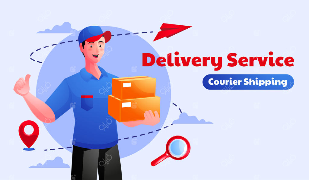 پیک تحویل مرسولات بسته‌بندی با جعبه در دست