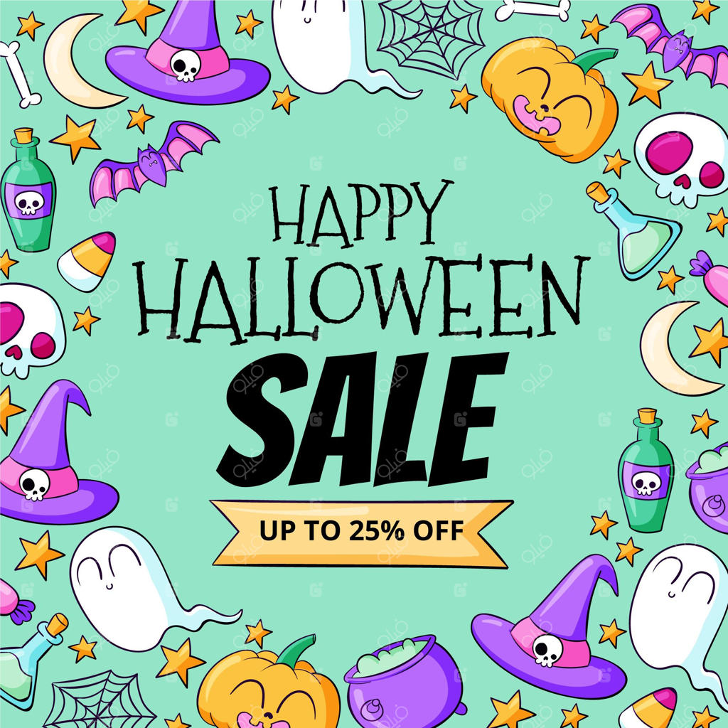 تصویرسازی فروش ویژه هالووین به صورت دست‌کشیده