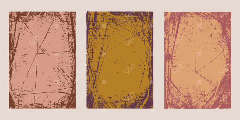 بافت‌های رنگارنگ و انتزاعی با افکت زبر و کهنه برای پوسترها. پس‌زمینه‌های نوستالژیک، کثیف و پاره با بافت‌های خراشیده قدیمی، مناسب برای پوسترها، چاپ‌ها، بروشورها و کاغذدیواری‌ها.
