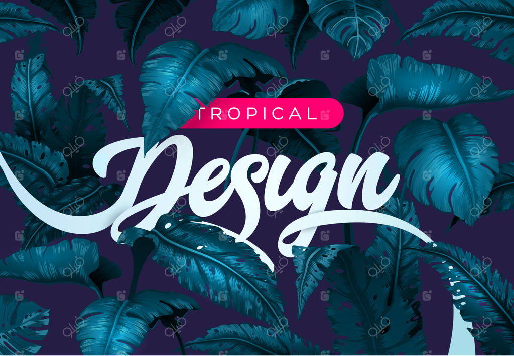 زمینه‌ای شاداب و استوایی با گیاهان جنگلی--برگ‌های خاص و زیبای استوایی.