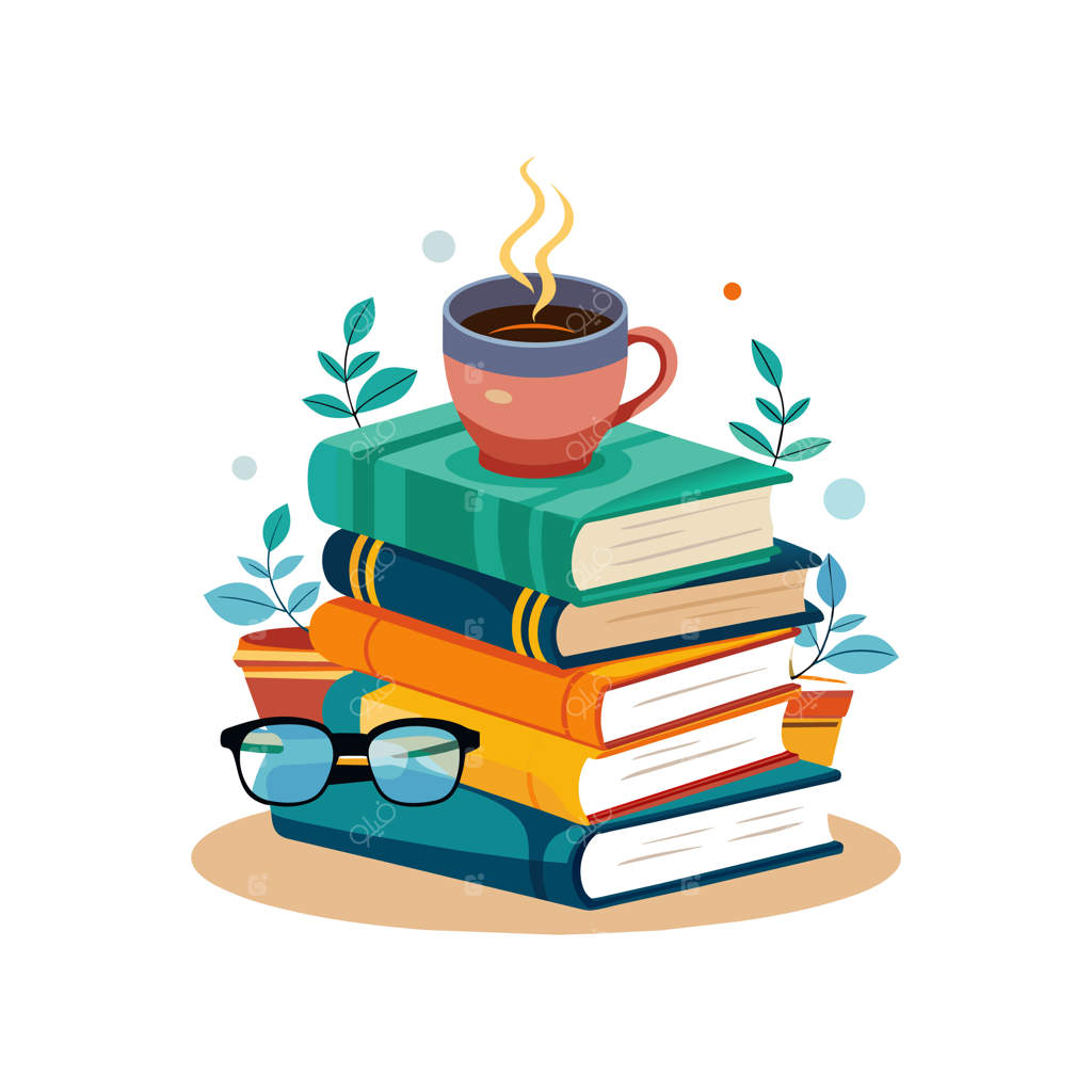 یک مجموعه کتاب با یک کتاب سبز در بالای آنها