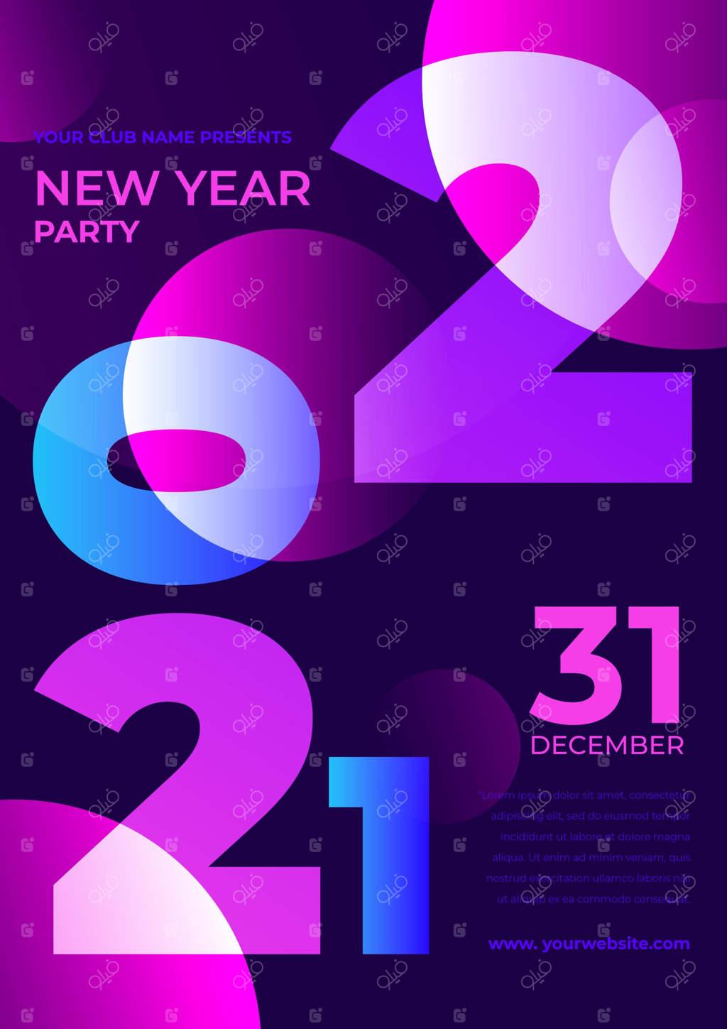 قالب پوستر جشن انتزاعی سال نو ۲۰۲۱