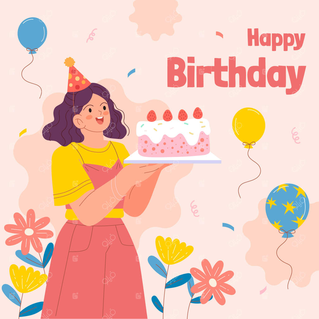 تصویرسازی جشن تولد به سبک تخت