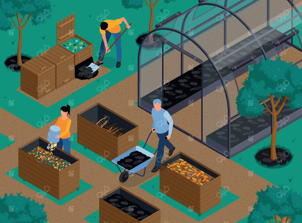 پس‌زمینه ایزومتریک کمپوست باغبانی