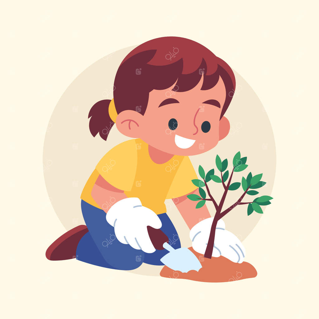 تصویر دختران و کودکان خردسال به عنوان باغبان