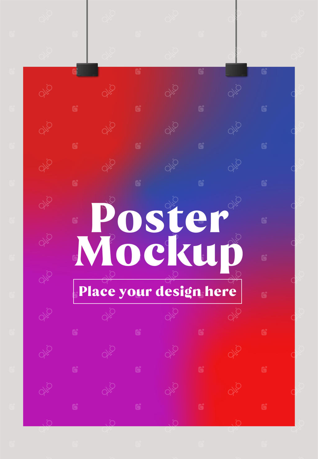 فایل وکتور موکاپ پوستر A4 آویزان با پس‌زمینه گرادیانت