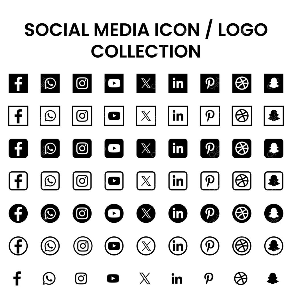 مجموعه لوگو و آیکون شبکه‌های اجتماعی
