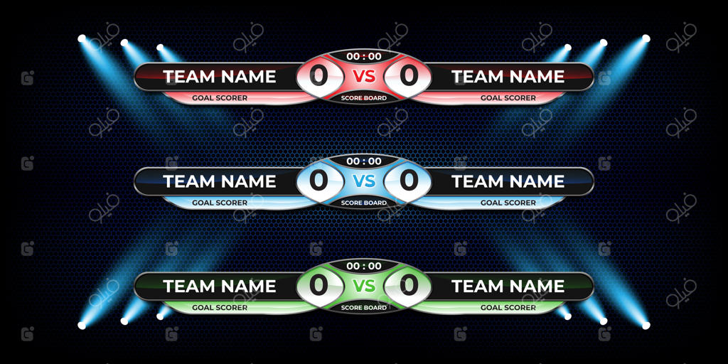 تمپلیت گرافیکی پخش و جدول زیرنویس برای فوتبال و ساکر