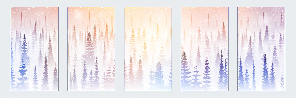 پس‌زمینه‌های رویایی جنگل زمستانی برای داستان‌های شبکه‌های اجتماعی و والپیپر عمودی گوشی