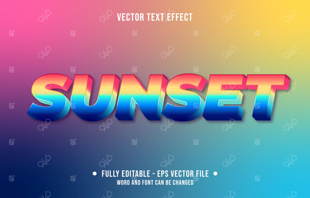 افکت متن قابل ویرایش با سبک گرادیان غروب خورشید