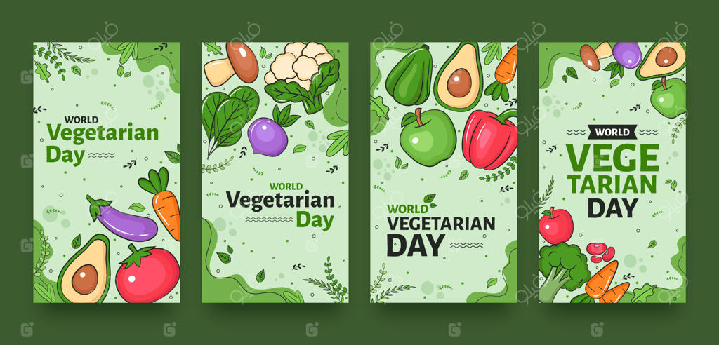 مجموعه استوری‌های اینستاگرام دست‌کشیده برای رویداد روز جهانی گیاهخواری