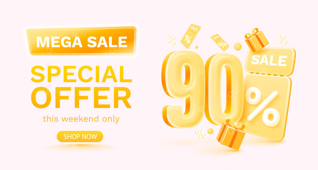 بنر و پوستر فروش ویژه با تخفیف ۹۰ درصد و جعبه هدیه ویژه