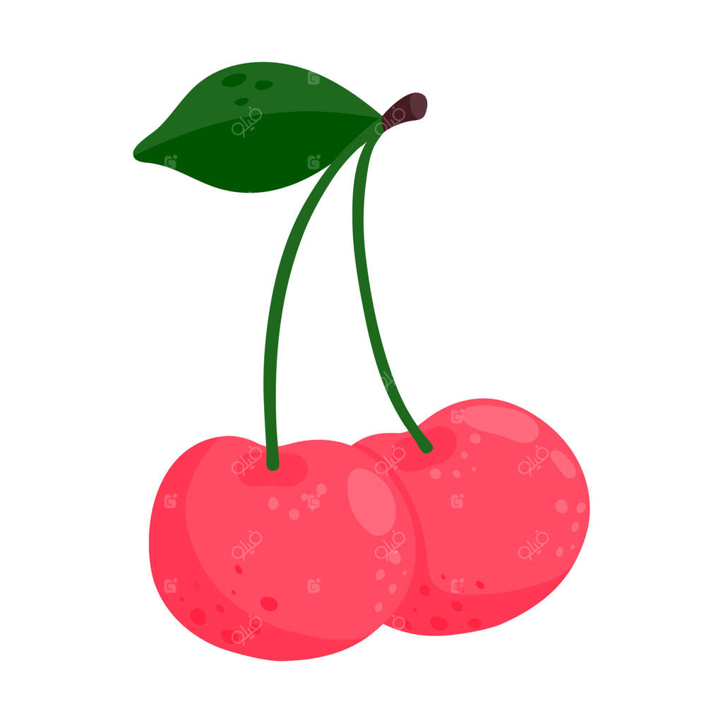 گیلاس رسیده با برگ سبز. میوه‌های تابستانی. بری‌های باغ.