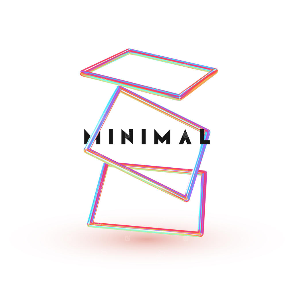 پس‌زمینه انتزاعی مینیمال با عناصر رنگی گرادینت آبی و صورتی و قاب مربعی شناور در فضا. پوستر با اشکال هندسی واقع‌گرایانه سه‌بعدی.