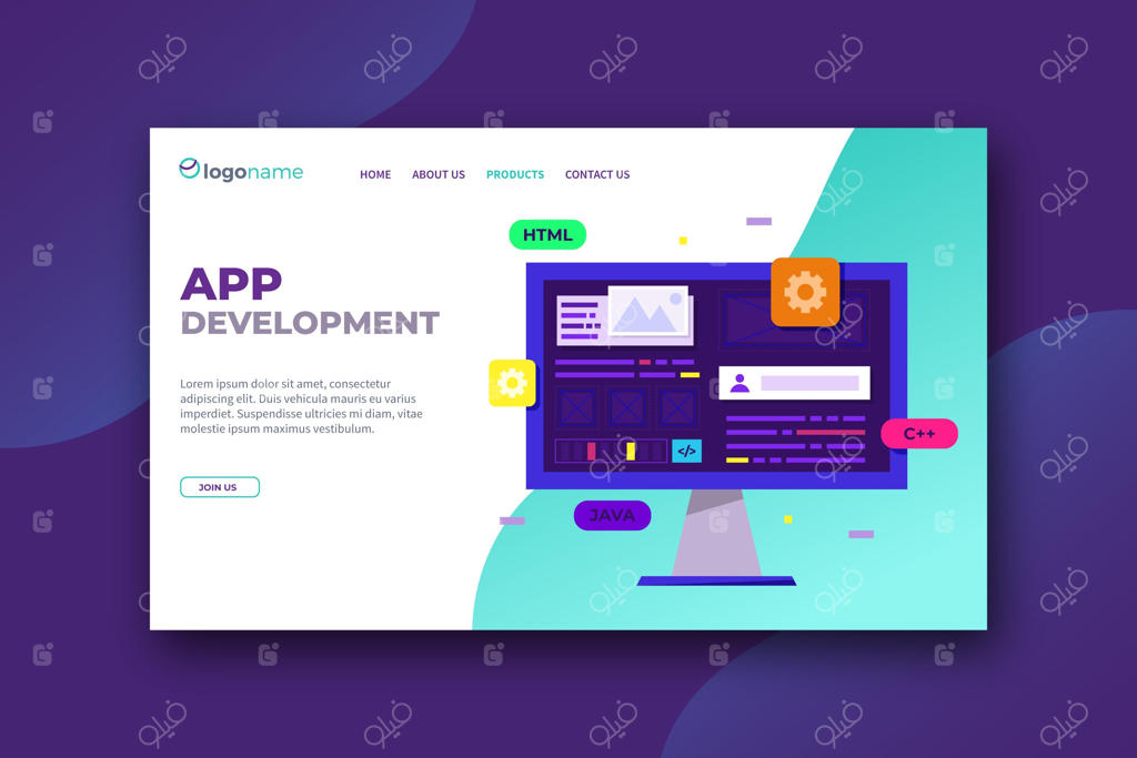 قالب صفحه فرود توسعه اپلیکیشن