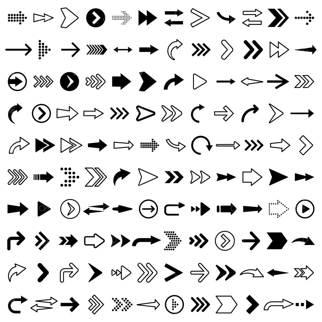 مجموعه طرح‌های متنوع فلش و پیکان با جهت راست