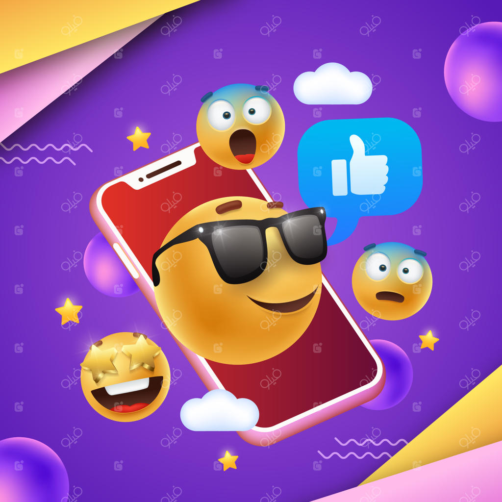 تصویرسازی روز جهانی ایموجی به سبک واقع‌گرایانه