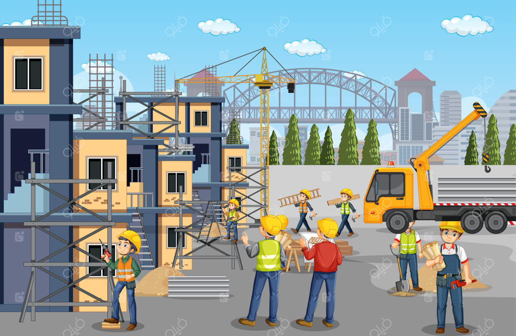 صحنه‌ای از کارگاه ساختمانی