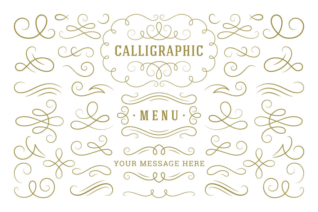 عناصر طراحی خوشنویسی: تزیینات آنتیک، پیچ و خم‌ها و نقوش زیبا