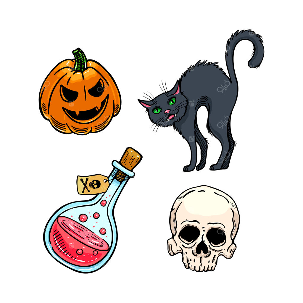 مجموعه‌ای از آیکون‌های بامزه برای هالووین.