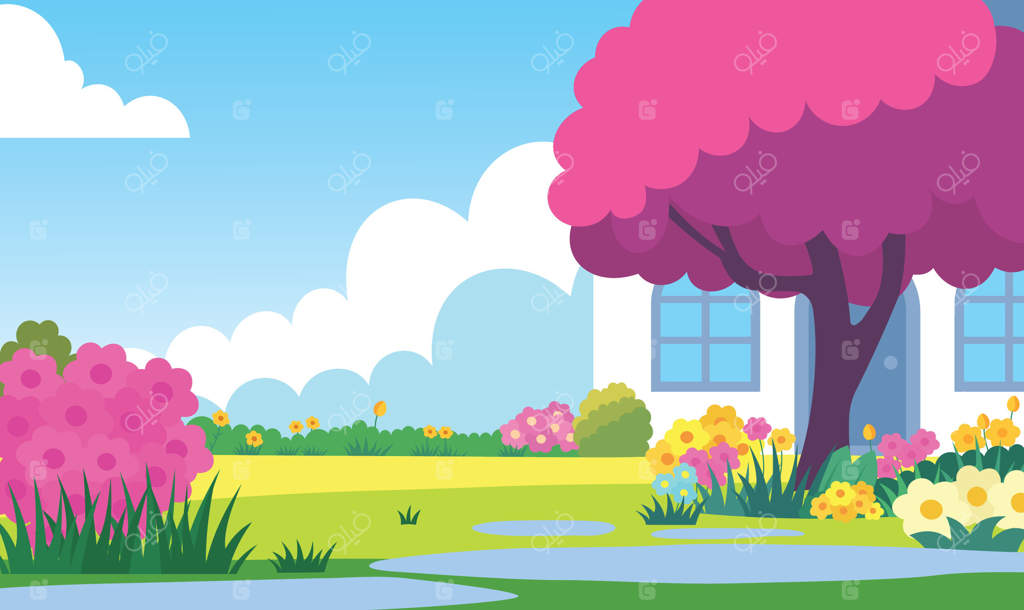 ساختمان خانه با گل‌های رنگارنگ و باغچه گل در فضای باز و چشم‌انداز تابستانی