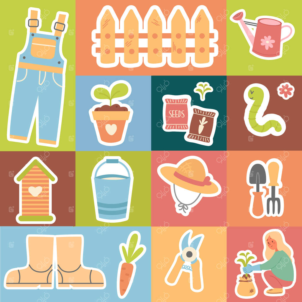 طرح یکپارچه برچسب باغ با طراحی ساده