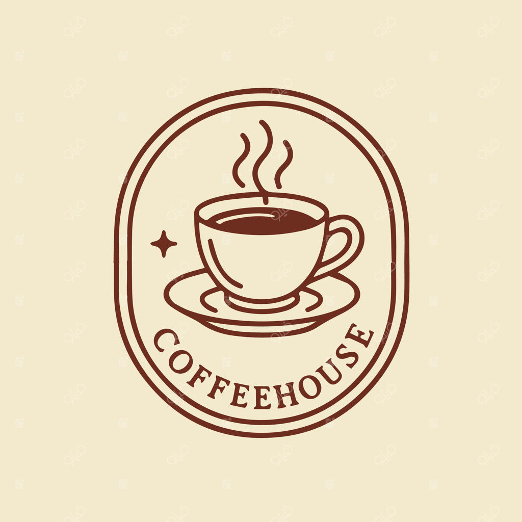 طراحی لوگوی کافی‌شاپ با فنجان قهوه و سبک مینیمالیستی کلاسیک و گرم