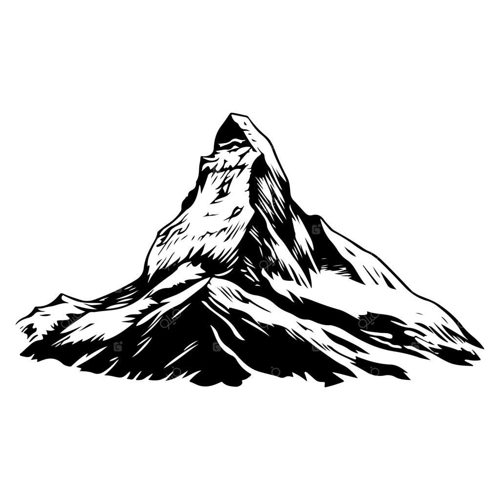 تصویرسازی وکتور آیکون سیلوئت قله‌های صخره‌ای کوه