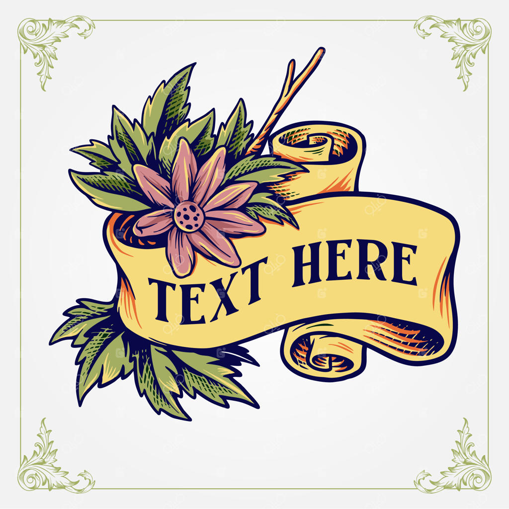 روبان قدیمی با طرح حکاکی گل‌ها