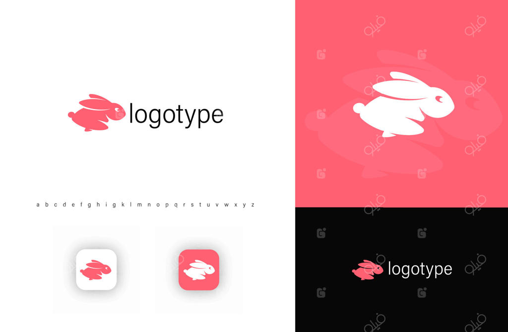 لوگوی مینیمال خرگوش در حال پرش، نماد سرعت، چابکی و انرژی؛ ایده‌آل برای خدمات ارسال سریع، استارتاپ‌های فناوری و برندهای ورزشی. لوگوی مدرن