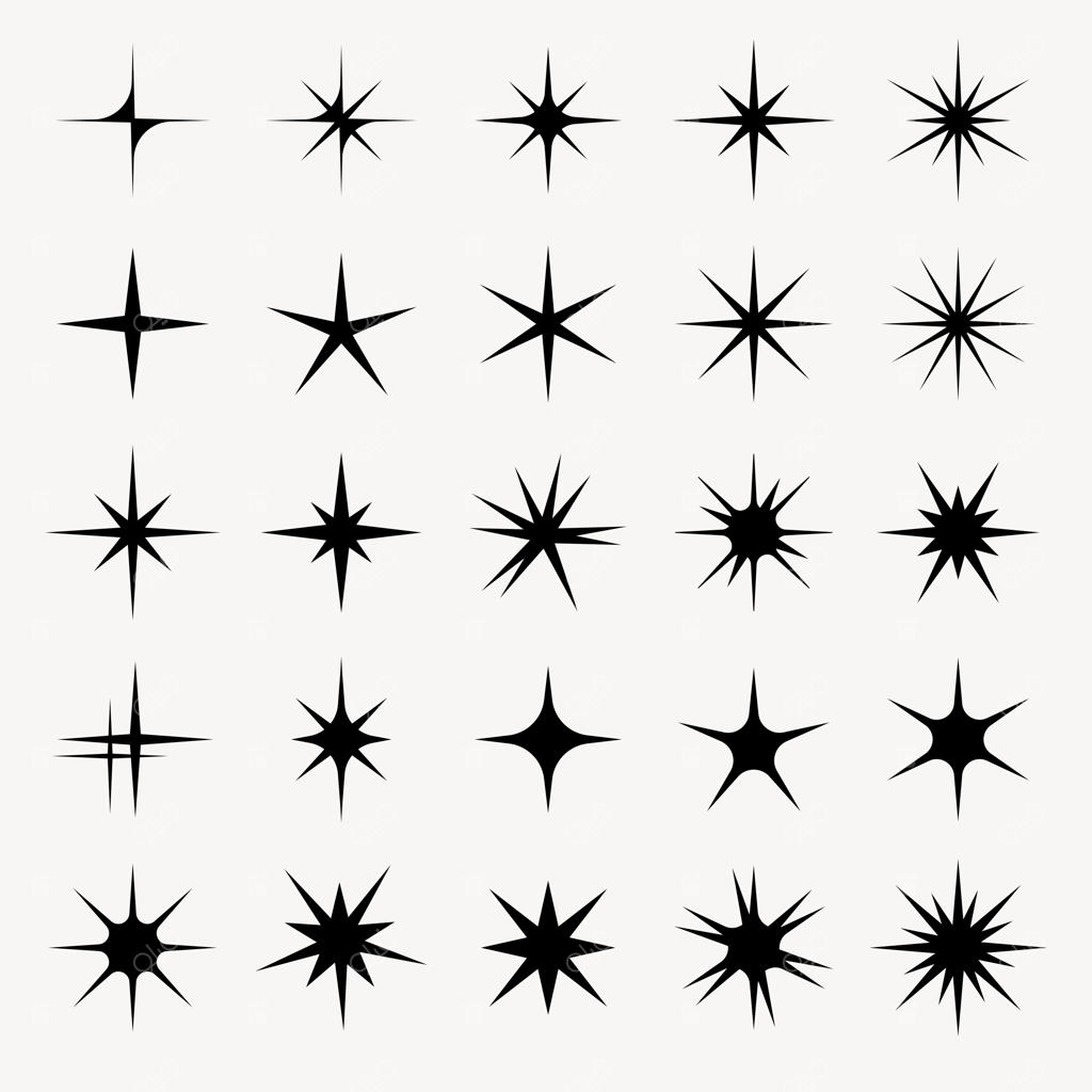 مجموعه وکتور اشکال ستاره‌ای و انفجاری متنوع