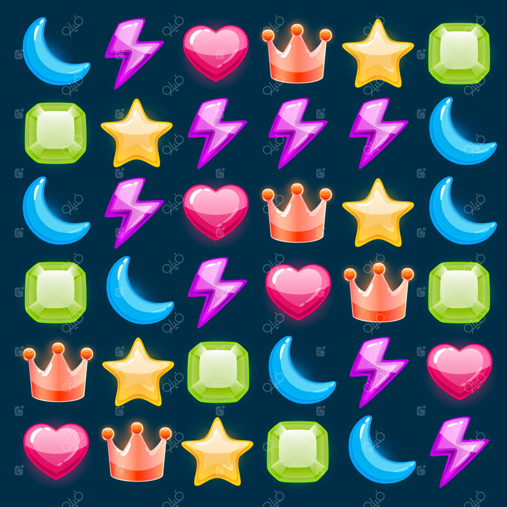 آیکون مسابقه بازی: مجموعه شخصیت‌ها در رنگ‌های مختلف. تصویر وکتور