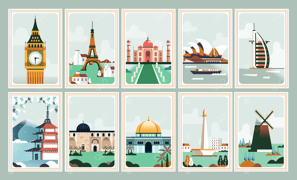 پوستر و تمبر پستی ساختمان‌های نمادین