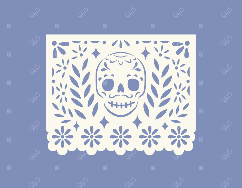 پرچم کاغذی مکزیکی، طرح جمجمه: بنر سنتی برای روز مردگان در مکزیک