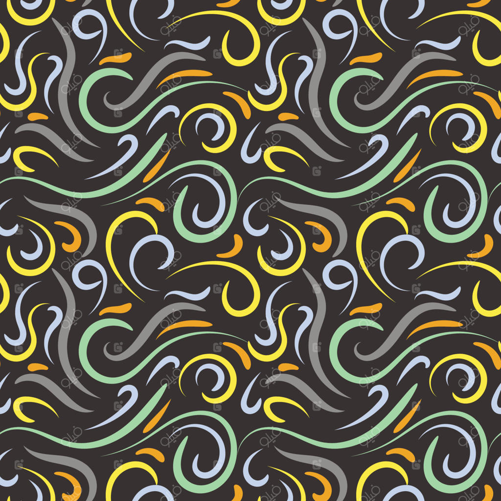 الگوی موج‌دار و بی‌پایان خطی و دودی‌طور با طراحی دستی انتزاعی. پس‌زمینه‌ای پرپیچ و خم و درهم.