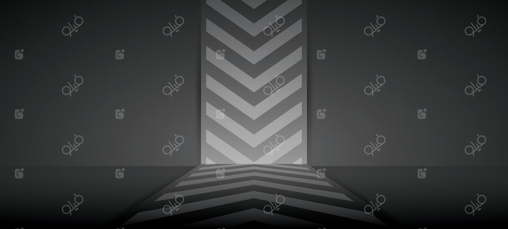 پس‌زمینه دیواری با طرح گرافیکی فلش روی زمینه‌ی سیاه و تیره - تصویر سه‌بعدی وکتور مناسب برای قراردادن اشیاء شما