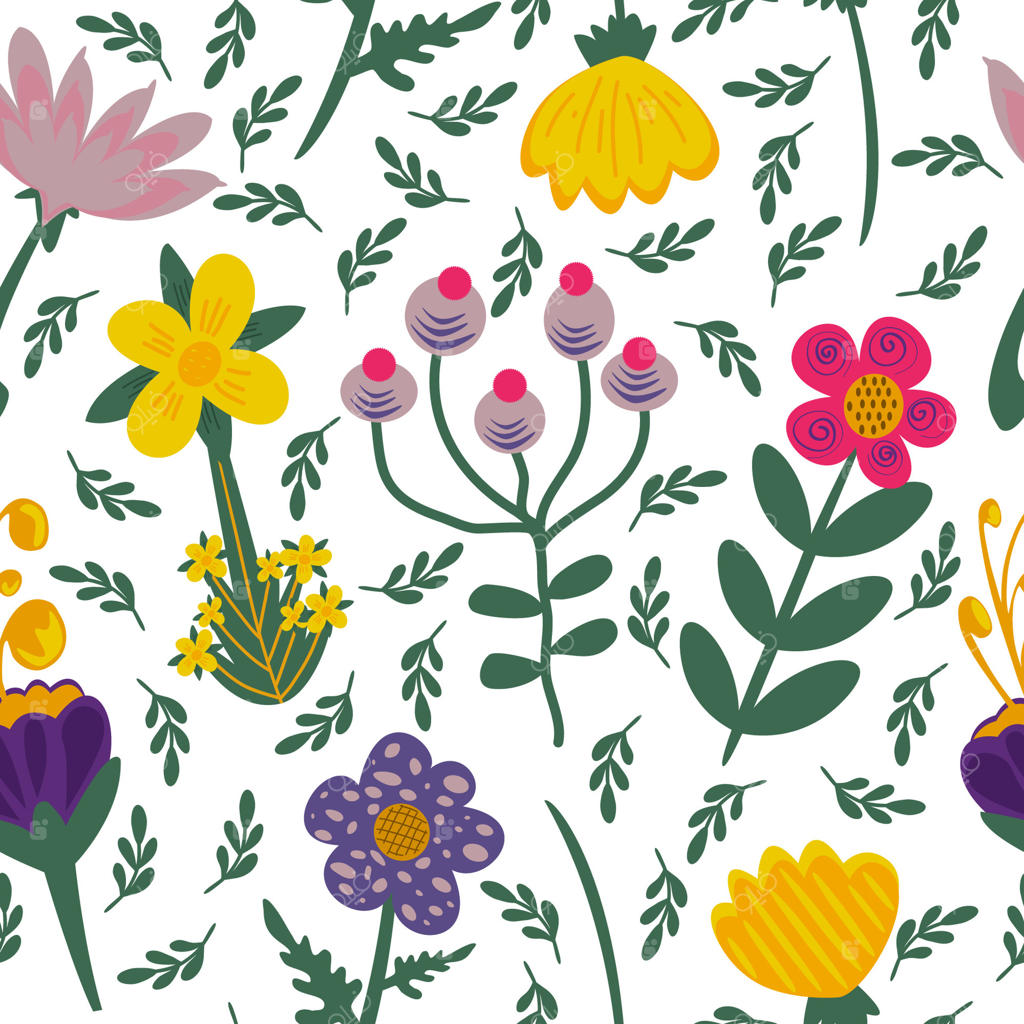 طرح گل‌دار یکپارچه: مجموعه‌ای از گل‌های وحشی و باغی.